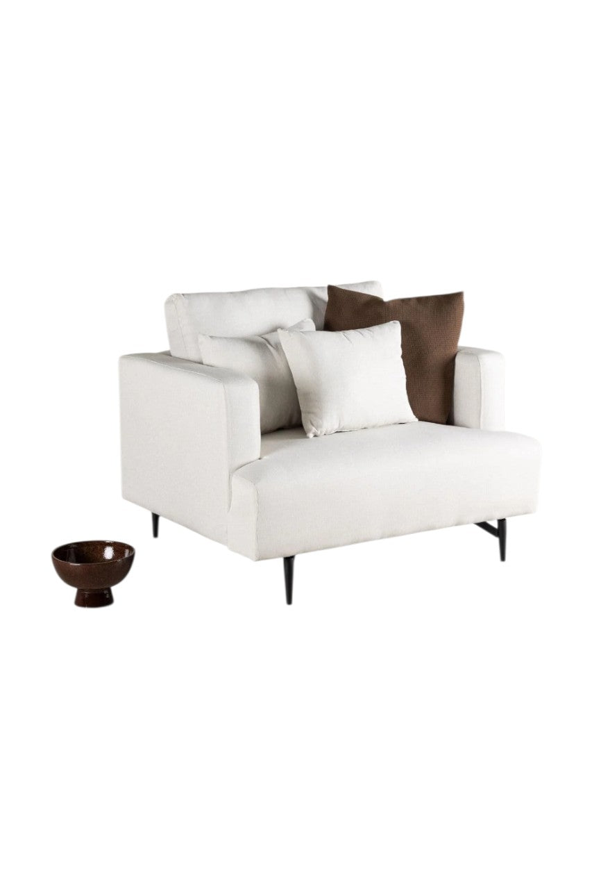 Sofia Beige Armchair | Linen-Blend Upholstery with Nordic Design & Metal Legs