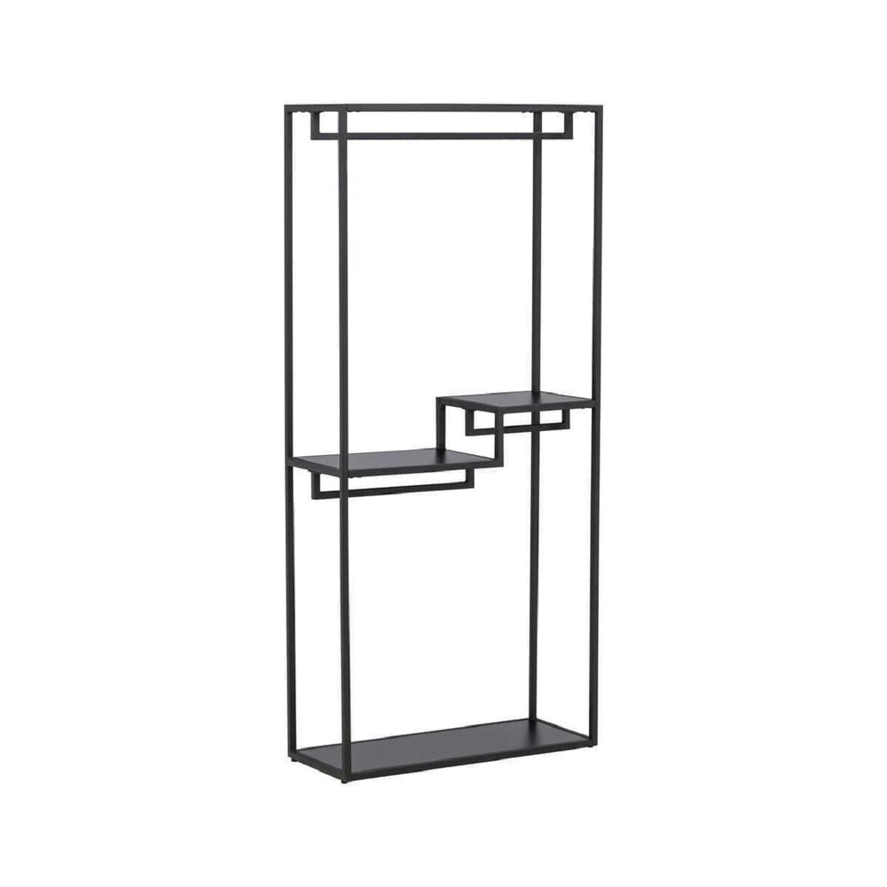 Staal Clothing Hanger, Black | Modern Steel Clothes Rack with Shelves