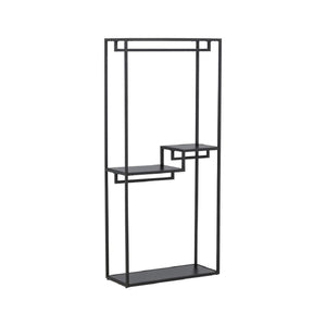 Staal Clothing Hanger, Black | Modern Steel Clothes Rack with Shelves