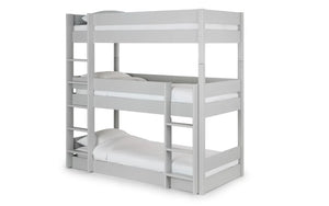 Julian Bowen Trio Grey Wooden Triple Sleeper Bunk Bed – Solid Pine & MDF Space-Saving Bunk Bed