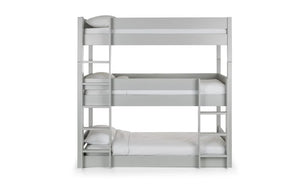 Julian Bowen Trio Grey Wooden Triple Sleeper Bunk Bed – Solid Pine & MDF Space-Saving Bunk Bed
