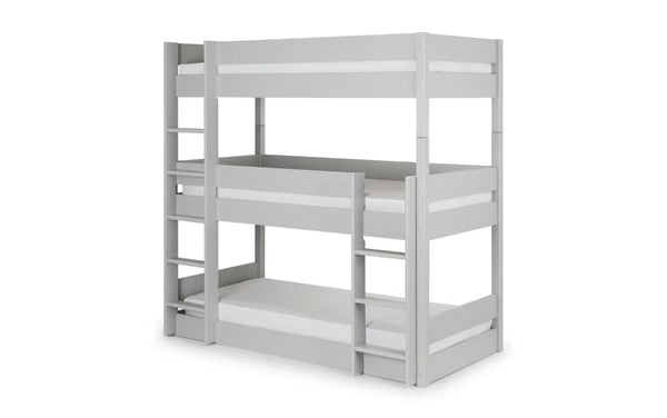 Julian Bowen Trio Grey Wooden Triple Sleeper Bunk Bed – Solid Pine & MDF Space-Saving Bunk Bed