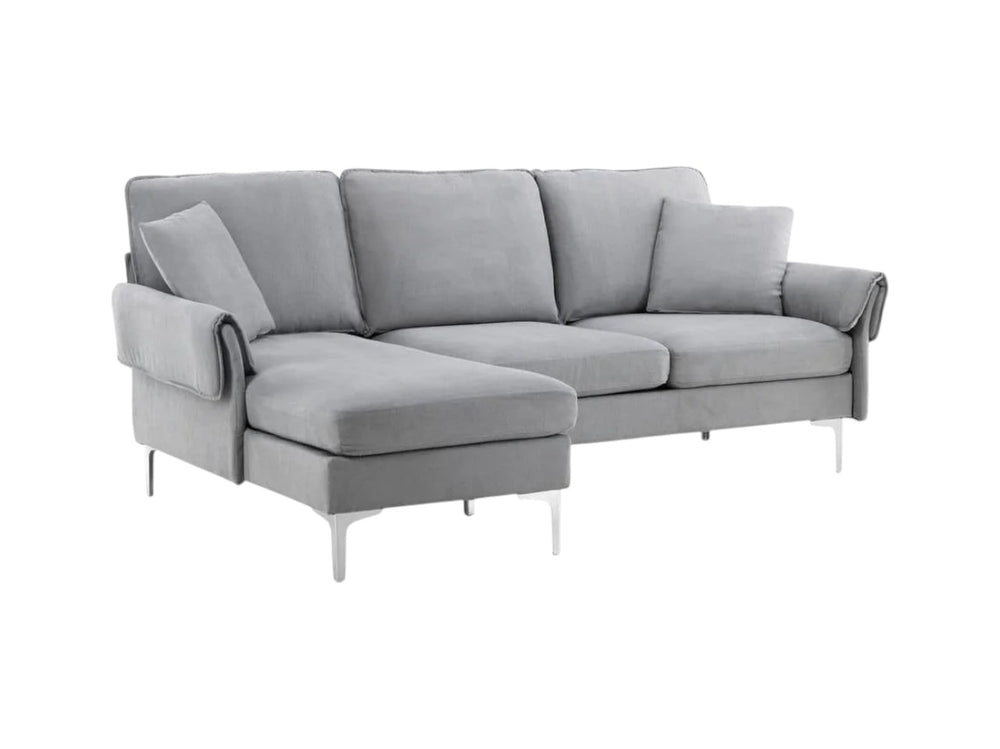 Toulouse 2-3 Seater Sofa, Grey Fabric | Adjustable Divan & Chrome Legs