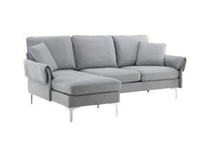 Toulouse 2-3 Seater Sofa, Grey Fabric | Adjustable Divan & Chrome Legs