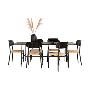 Uno Dining Table with 6 Polly Steel Dining Chairs – Modern 6-Seater Dining Set