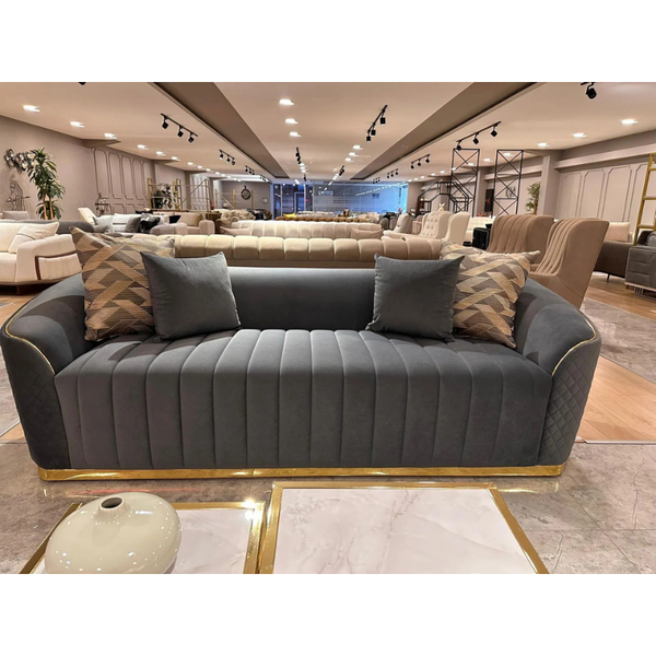 Dubai Grey Sofa Collection Modern 3+2 Seater Sofas | Luxurious Grey Upholstery for Living Room Comfort