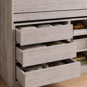 Vespa Grey Oak Mid Sleeper Bed with Integrated Desk, Storage Drawers, Shelving & Staircase