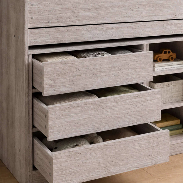 Vespa Grey Oak Mid Sleeper Bed with Integrated Desk, Storage Drawers, Shelving & Staircase