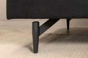 Mmilo Sofia 3-Seater Sofa, Black Fabric – Elegant Nordic Design with Metal Legs