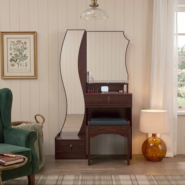 Matilda Walnut Dressing Table with Full Length Mirror
