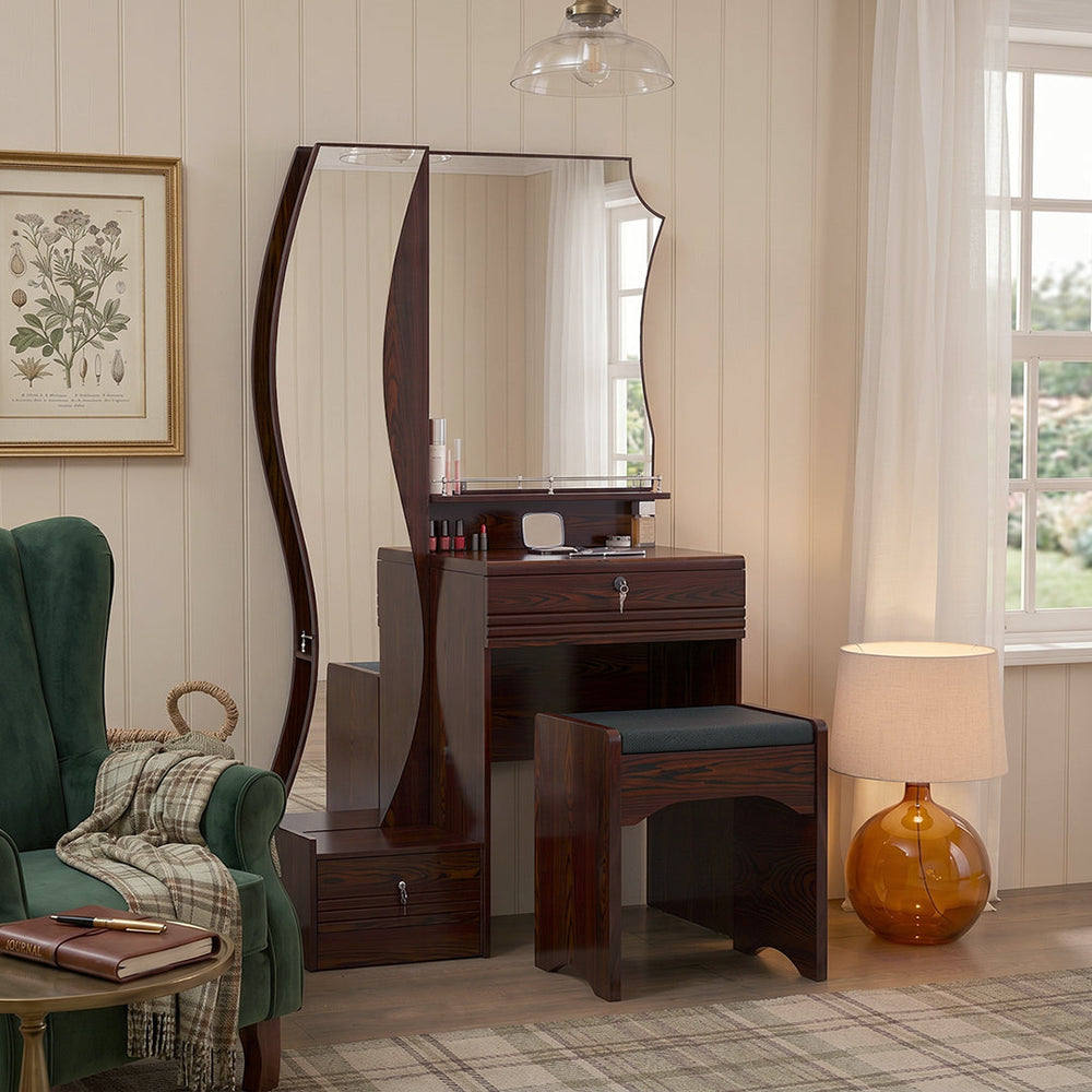 Matilda Walnut Dressing Table with Full Length Mirror