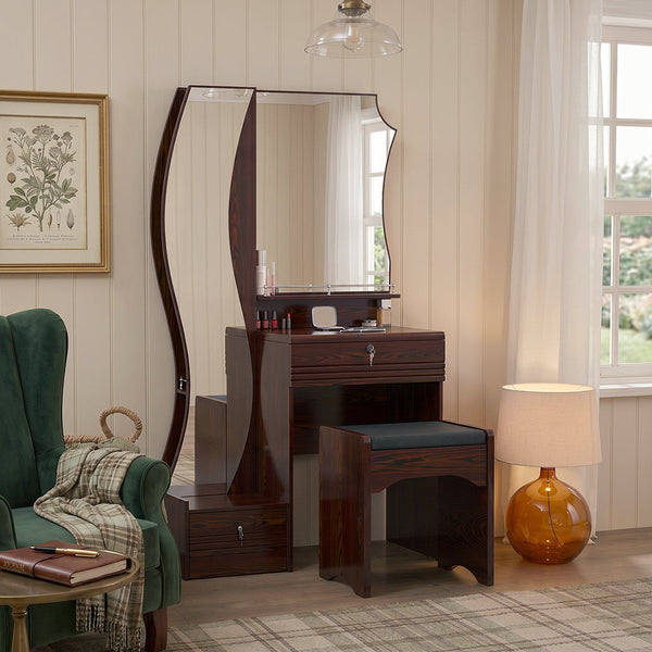 Matilda Walnut Dressing Table with Full Length Mirror