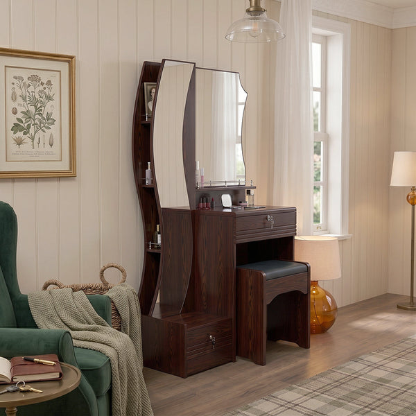 Matilda Walnut Dressing Table with Full Length Mirror
