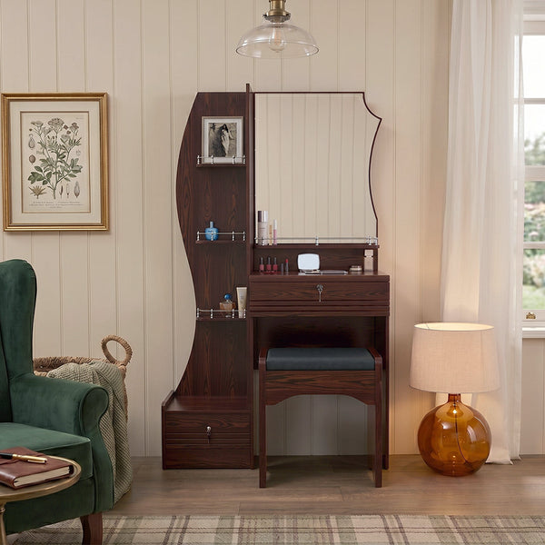 Matilda Walnut Dressing Table with Full Length Mirror