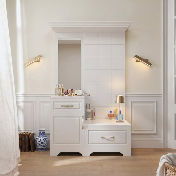 Florence White Dressing Table with Mirror & Wall Cabinet