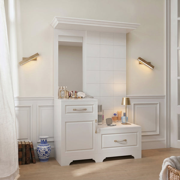 Florence White Dressing Table with Mirror & Wall Cabinet