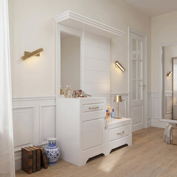 Florence White Dressing Table with Mirror & Wall Cabinet