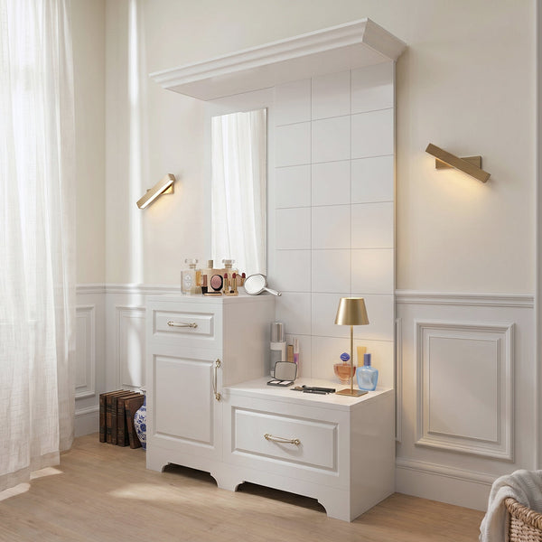 Florence White Dressing Table with Mirror & Wall Cabinet