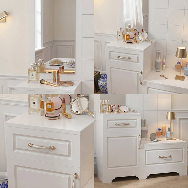 Florence White Dressing Table with Mirror & Wall Cabinet