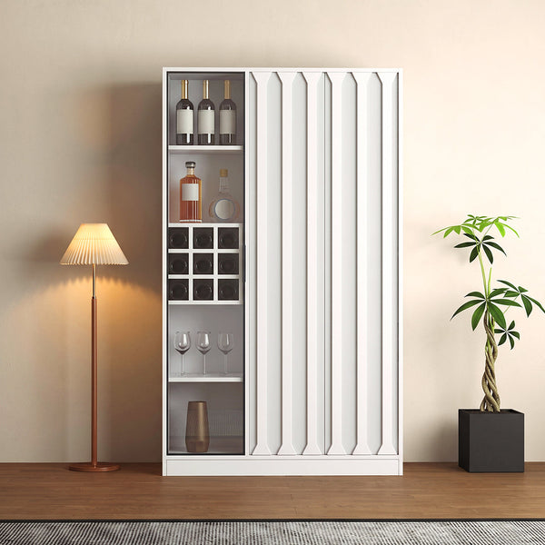Dory Solid Wood Wine Cabinet - Style B White