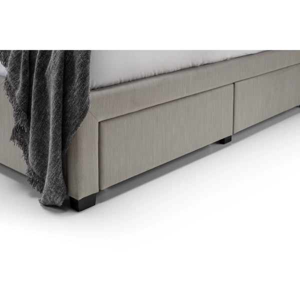 Julian Bowen Wilton Grey Linen Deep Button Upholstered 4 Drawer Storage Bed Frame – Double
