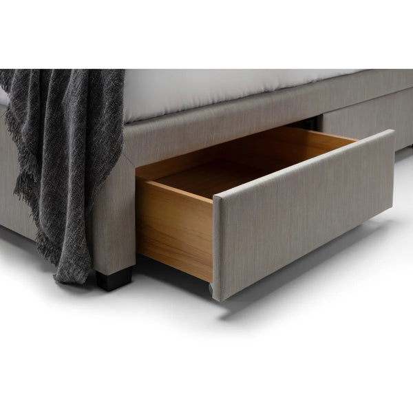 Julian Bowen Wilton Grey Linen Deep Button Upholstered 4 Drawer Storage Bed Frame – Double