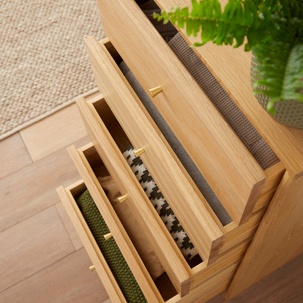 Wright Oak Tallboy Chest of 5 Drawers - My Store