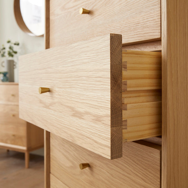 Wright Oak Tallboy Chest of 5 Drawers - My Store