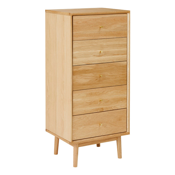 Wright Oak Tallboy Chest of 5 Drawers - My Store