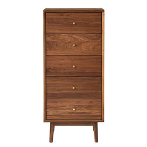 Wright Walnut Tallboy Chest of 5 Drawers - My Store
