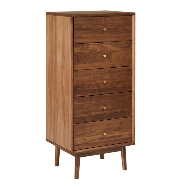 Wright Walnut Tallboy Chest of 5 Drawers - My Store