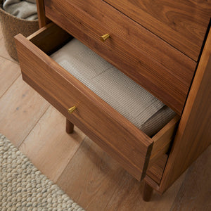 Wright Walnut Tallboy Chest of 5 Drawers - My Store