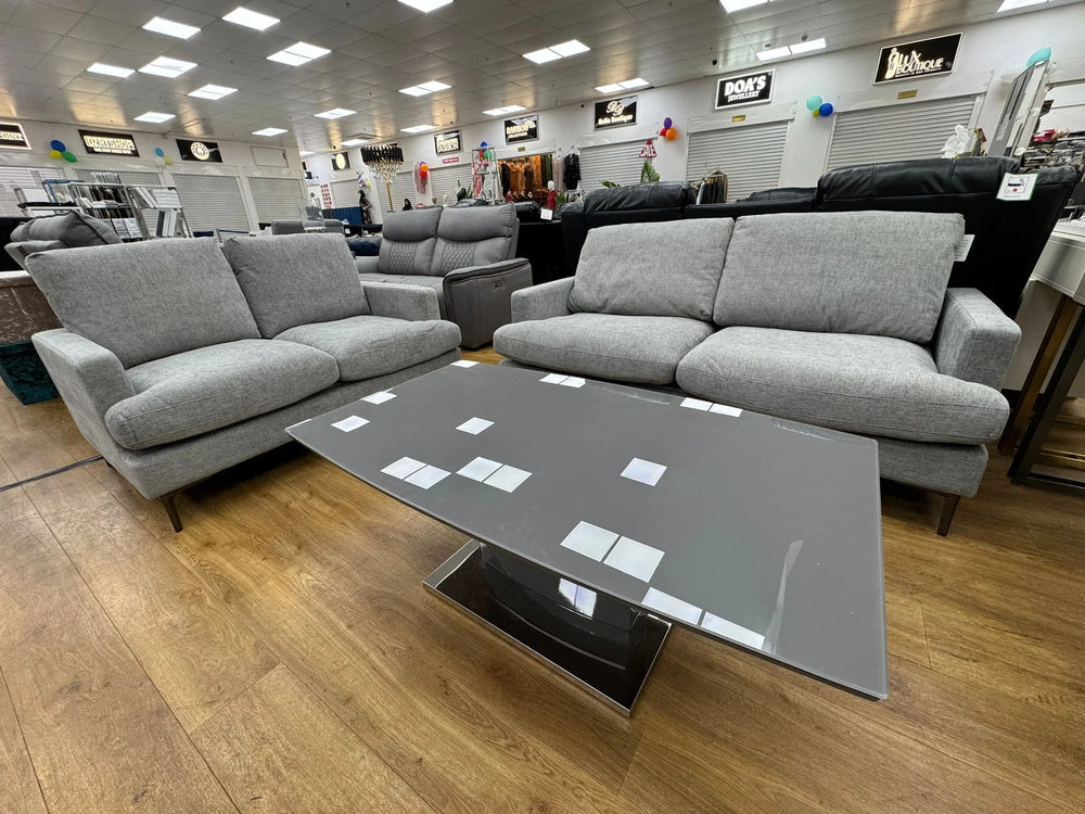 Belfast Grey 3+2 Seater Sofa Set | Modern Fabric Sofas with Deep Cushions & Sturdy Wooden Frame | Contemporary Living Room Furniture
