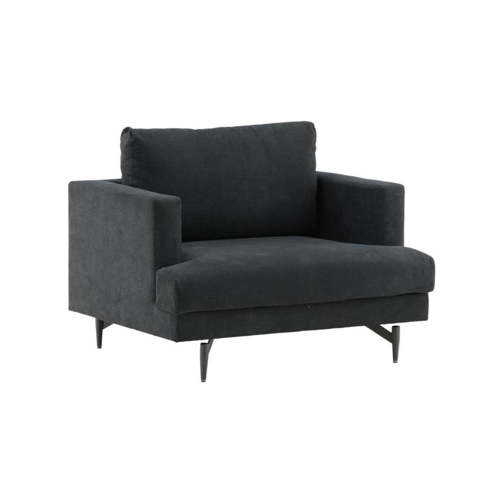 Sofia Black Armchair | Nordic Design with Soft Cushions & Metal Legs