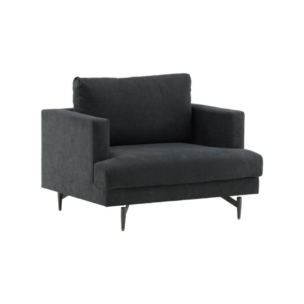 Sofia Black Armchair | Nordic Design with Soft Cushions & Metal Legs