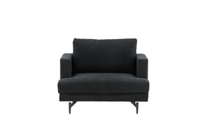Sofia Black Armchair | Nordic Design with Soft Cushions & Metal Legs