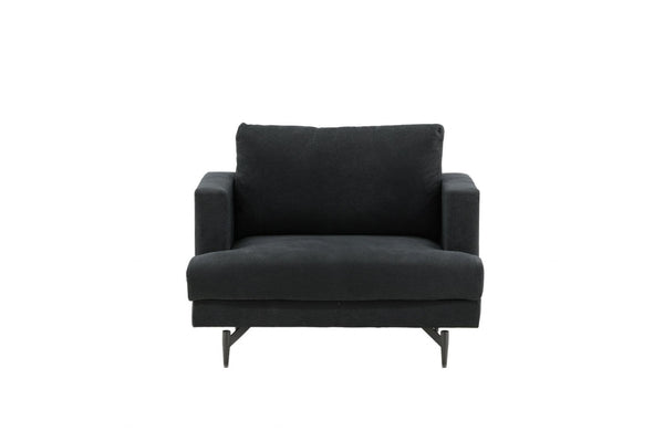 Sofia Black Armchair | Nordic Design with Soft Cushions & Metal Legs