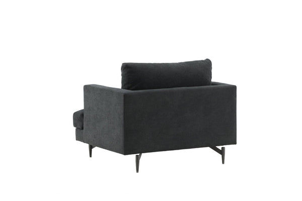 Sofia Black Armchair | Nordic Design with Soft Cushions & Metal Legs