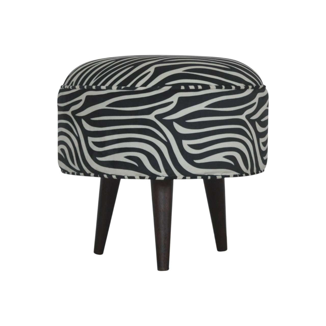 Zebra Nordic Style Cotton Velvet Footstool