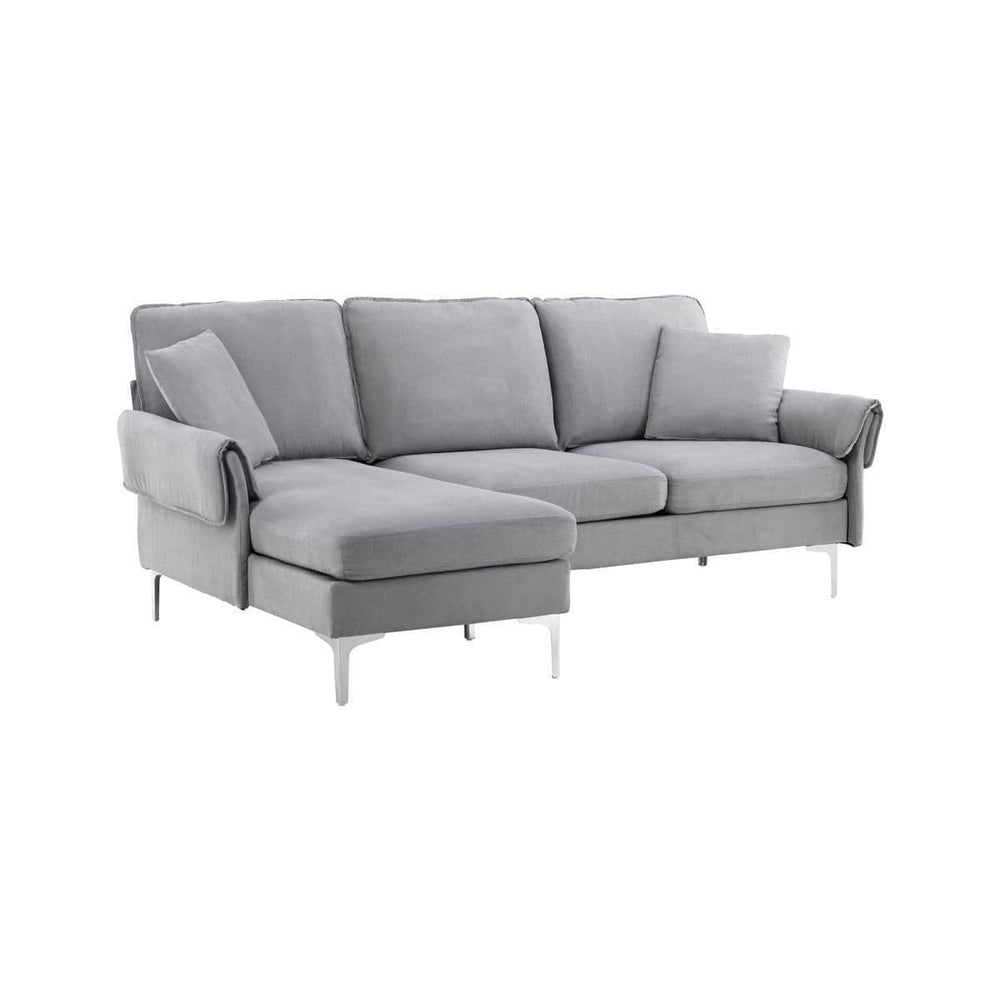 Toulouse 2-3 Seater Sofa, Grey Fabric | Adjustable Divan & Chrome Legs