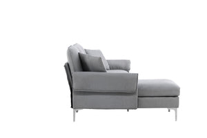 Toulouse 2-3 Seater Sofa, Grey Fabric | Adjustable Divan & Chrome Legs