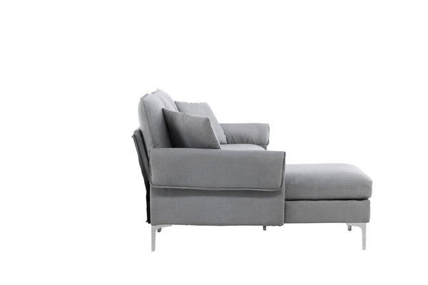 Toulouse 2-3 Seater Sofa, Grey Fabric | Adjustable Divan & Chrome Legs