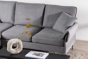 Toulouse 2-3 Seater Sofa, Grey Fabric | Adjustable Divan & Chrome Legs