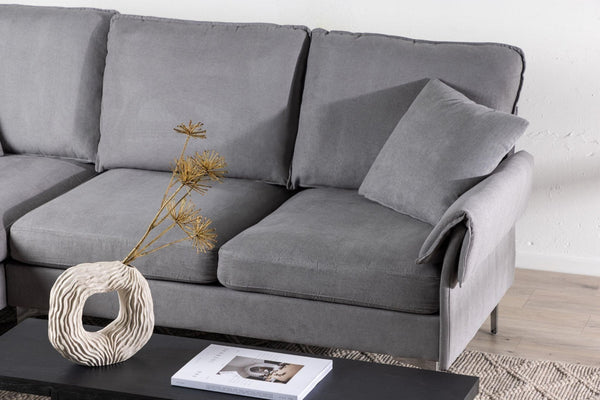 Toulouse 2-3 Seater Sofa, Grey Fabric | Adjustable Divan & Chrome Legs
