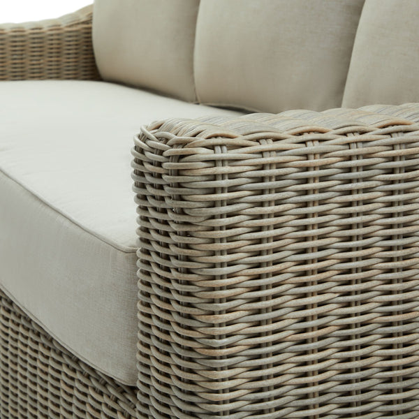 Capri Collection Outdoor 3-Seater Sofa All-Weather HDPE Wicker with Olefin Cushions & Aluminum Frame - My Store