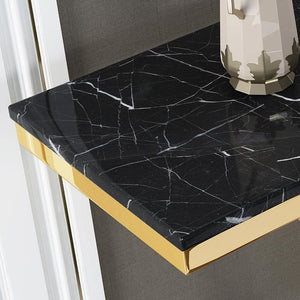 Abbey Marble Console Table with Metal Frame – Modern Hallway Entryway Sofa Side Table in Black & White - Sleek Furniture