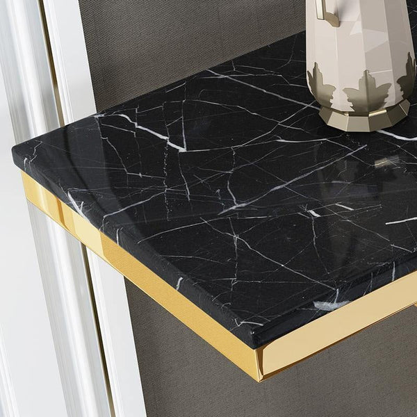 Abbey Marble Console Table with Metal Frame – Modern Hallway Entryway Sofa Side Table in Black & White - Sleek Furniture