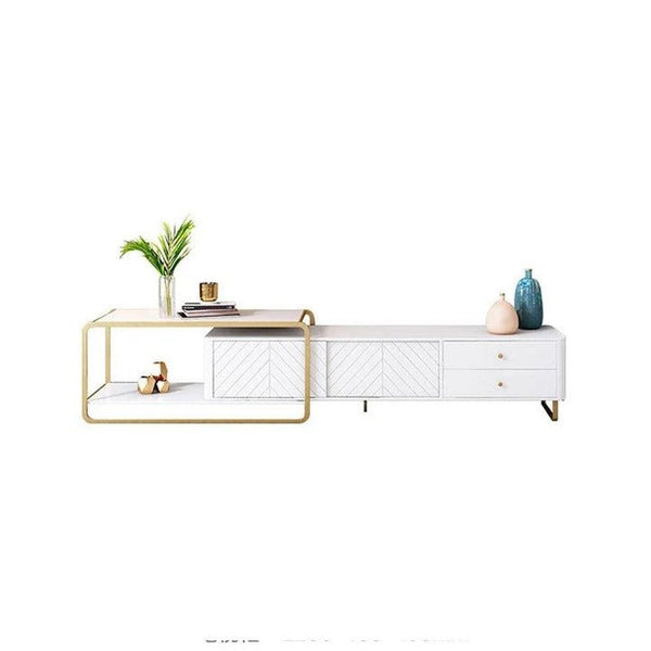 Adelaide Modern TV Stand Unit with Metal Legs, White MDF Entertainment Cabinet for Living Room - Sleek Furniture