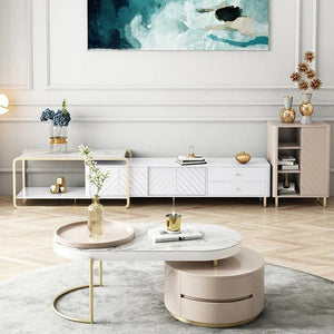 Adelaide Modern TV Stand Unit with Metal Legs, White MDF Entertainment Cabinet for Living Room - Sleek Furniture