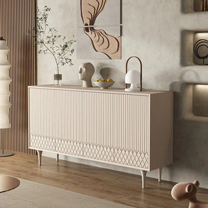 Admon Cream Sideboard, Modern Storage Cabinet with Metal Frame & MDF Finish for Living & Dining Room - Sleek Furniture